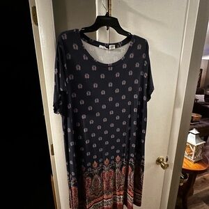 Lucky Brand Navy Dress with Orange Accents